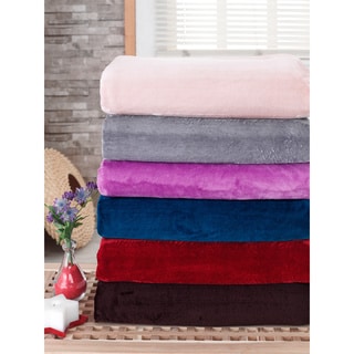 BERRNOUR HOME Silky Touch Blanket Velvet Plush Throw