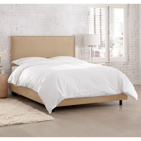 Skyline Furniture Premier Oatmeal Nail Button Border Bed