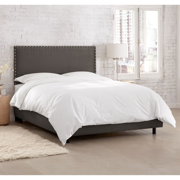 Skyline Furniture Premier Charcoal Nail Button Border Bed