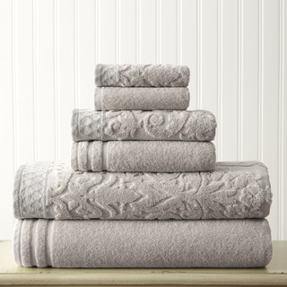 Damask Jacquard 6-piece Embellished Border Towel Set