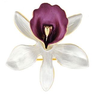 White Orchid Flower Brooch Pin Pendant