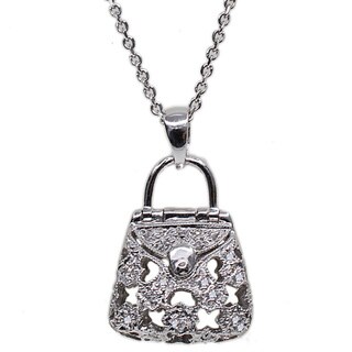 Kabella 14k White Gold Diamond Accent Purse Pendant (G-H, SI1-SI2)
