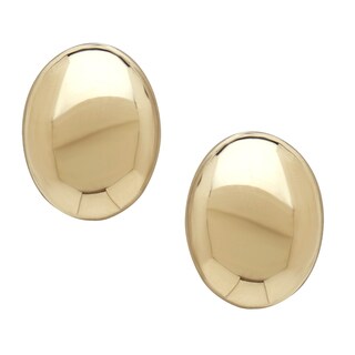 14k Yellow Gold Polished Oval Button Earrings