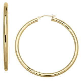 14k Yellow Gold Polished Extra Large 3x50mm Hoop Earrings