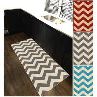 Chevron Zig Zag Non-slip Rubber Backed Runner Rug (2'2 x 6')