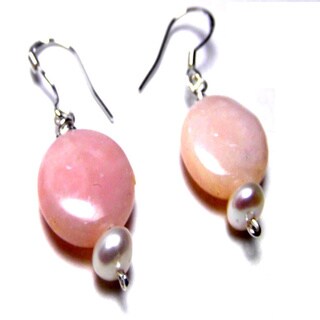 Pink Peruvian Opal Pearl Sterling Silver Earrings