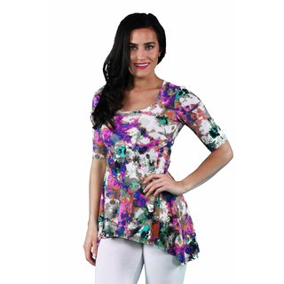 24/7 Comfort Apparel Women's Watercolor Painting Printed Tunic