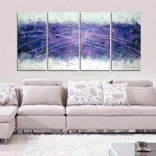 Hand-painted Cloudy Purple Abstract 4-panel Wall Art 1214
