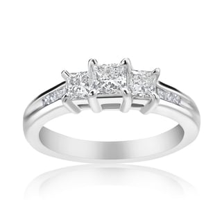 Andrew Charles 14k White Gold 1/2ct TDW 3-stone Diamond Princess Ring (H-I, SI2-I1)