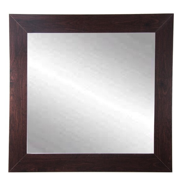 Walnut 32-inch Square Wall Mirror