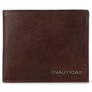 Nautica Men's Genuine Leather Bifold Passcase Wallet
