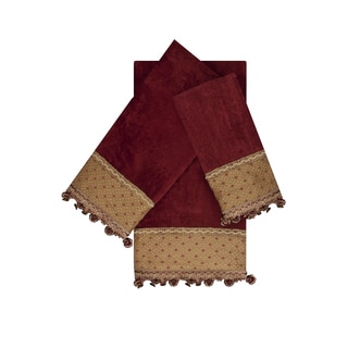 Austin Horn Classics Promenade Red 3-piece Decorative Embellished Towel Set