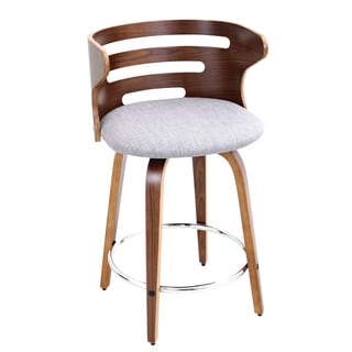 Cosini Walnut Wood Mid Century Modern 24-inch Swivel Bar Stool