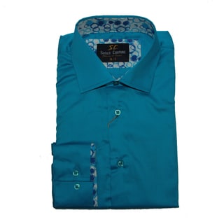 Suslo Couture Men's Stredo Turquoise Button Down