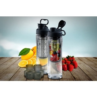 Fruit Infuser Tritan 28 oz. Water Bottle with Reusable Ice Cubes