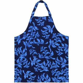 Global Mamas Hand Batiked Cotton Apron - Blue Hanging Ferns (Ghana)