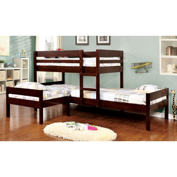 Furniture Of America Tressa Espresso Corner 3 Piece Twin Bunk Bed