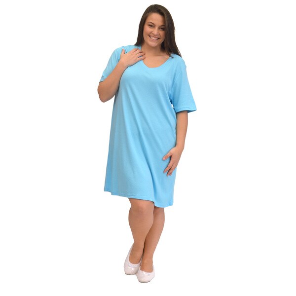 La Cera Women's Plus Size Short Sleeve Sleep Gown