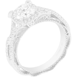 Verragio 18k White Gold 1/3ct TDW Diamond and Cubic Zirconia Center Engagement Ring (F-G, VS1-VS2)