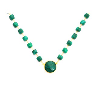 Gold Overlay Raw Emerald Chunky Gemstone Necklace