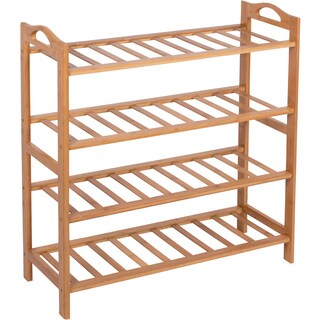 Shoe Rack 100-percent Natural Bamboo by Trademark Innovations (4 Shelves Natural)