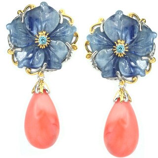 Michael Valitutti Kyanite Carved Flower Earrings