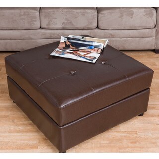 Bombay Kinston Chocolate Bonded Leather Storage Ottoman