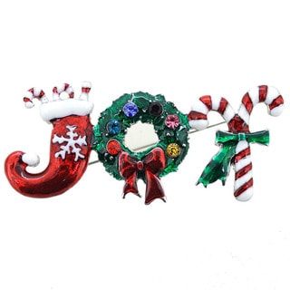 Christmas Joy Wreath Brooch Pin