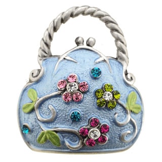 Multicolor Flower Blue Handbag Pin Brooch
