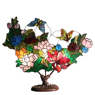 Flora 3-light Floral 26-inch Stained Glass Tiffany-style Table Lamp