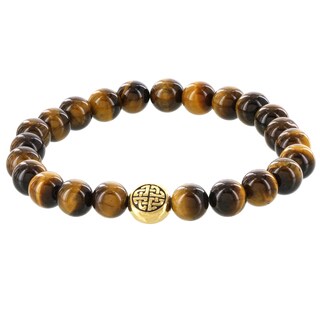 Fox and Baubles Brass Men's Tiger Eye Eternity Bead Stretch Bracelet