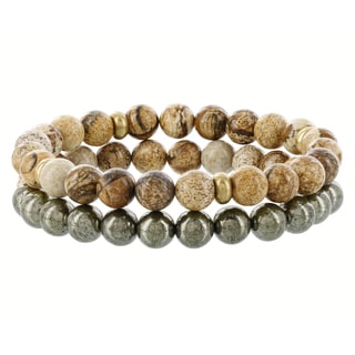 Fox and Baubles Brass Men's Double Beaded Stretch Bracelet