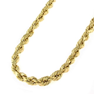 10k Yellow Gold Men's 4.5mm Solid Rope Diamond-cut Necklace