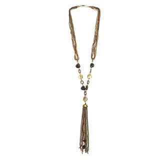 Alexa Starr Mutli-strand Goldtone Seed Bead Tassel Necklace