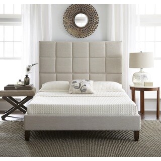Sleep Sync Quincy Upholstered Linen Platform-Slat Bed Complete
