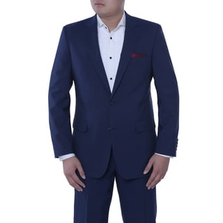 Verno Bartolomeo Men's Dark Cobalt Blue Classic Fit Italian Style 2-piece Suit