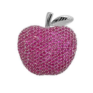 Collette Z Sterling Silver Cubic Zirconia Apple Pin