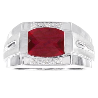 H Star Sterling Silver Men's Ruby and Diamond Accent Ring (H -I, I1-I2)