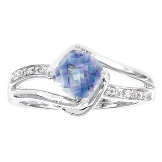 H Star Sterling Silver Malibu Topaz and Diamond Accent Ring (H-I, I1-I2)