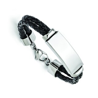 Stainless Steel Polished Leather Bracelet