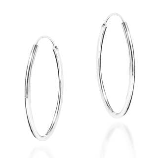 Modern 40mm Oval .925 Sterling Silver Hoop Earrings (Thailand)