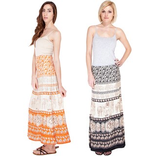 Indian Elephant Bohemian Peasant Skirt (Nepal)