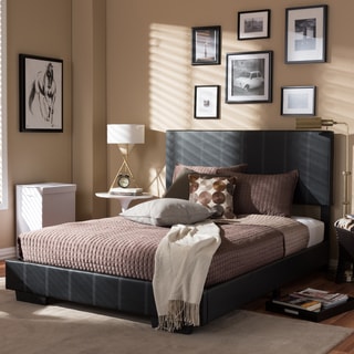 Baxton Studio Adonia Modern and Contemporary Full Size Black Faux Leather Platform Bed