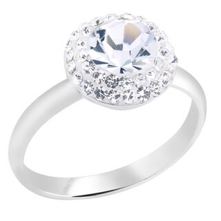 Rhodium-plated Brass 7MM Round Crystal Ring