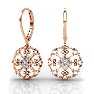 Lucia Costin Rose Goldplated Sterling Silver Clear Crystal Earrings