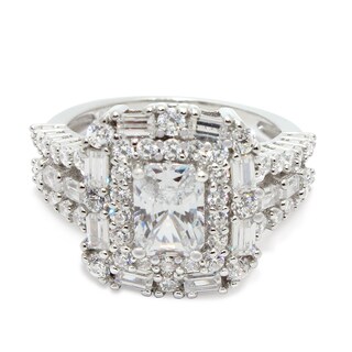 Gioelli Sterling Silver Emerald-cut Cubic Zirconia Ring