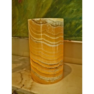 Alabaster Hurricane Pillar Candleholder (Egypt)