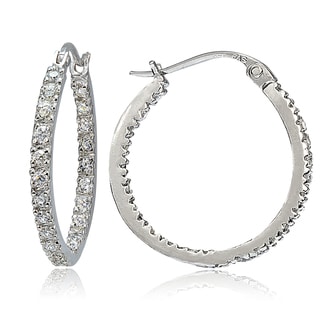 ICZ Stonez Silver Inside-Out Cubic Zirconia 20mm Round Hoop Earrings