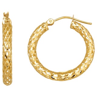 14k Yellow Gold Round Pierced Hoop Earring