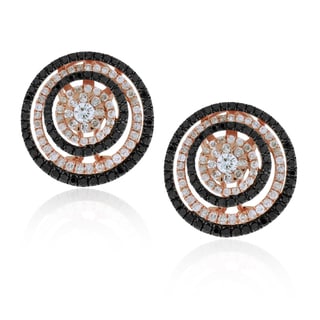 Suzy Levian 14k Rose Gold 1.90ct TDW Midnight Diamonds Circle Earrings (G-H, SI1-SI2)